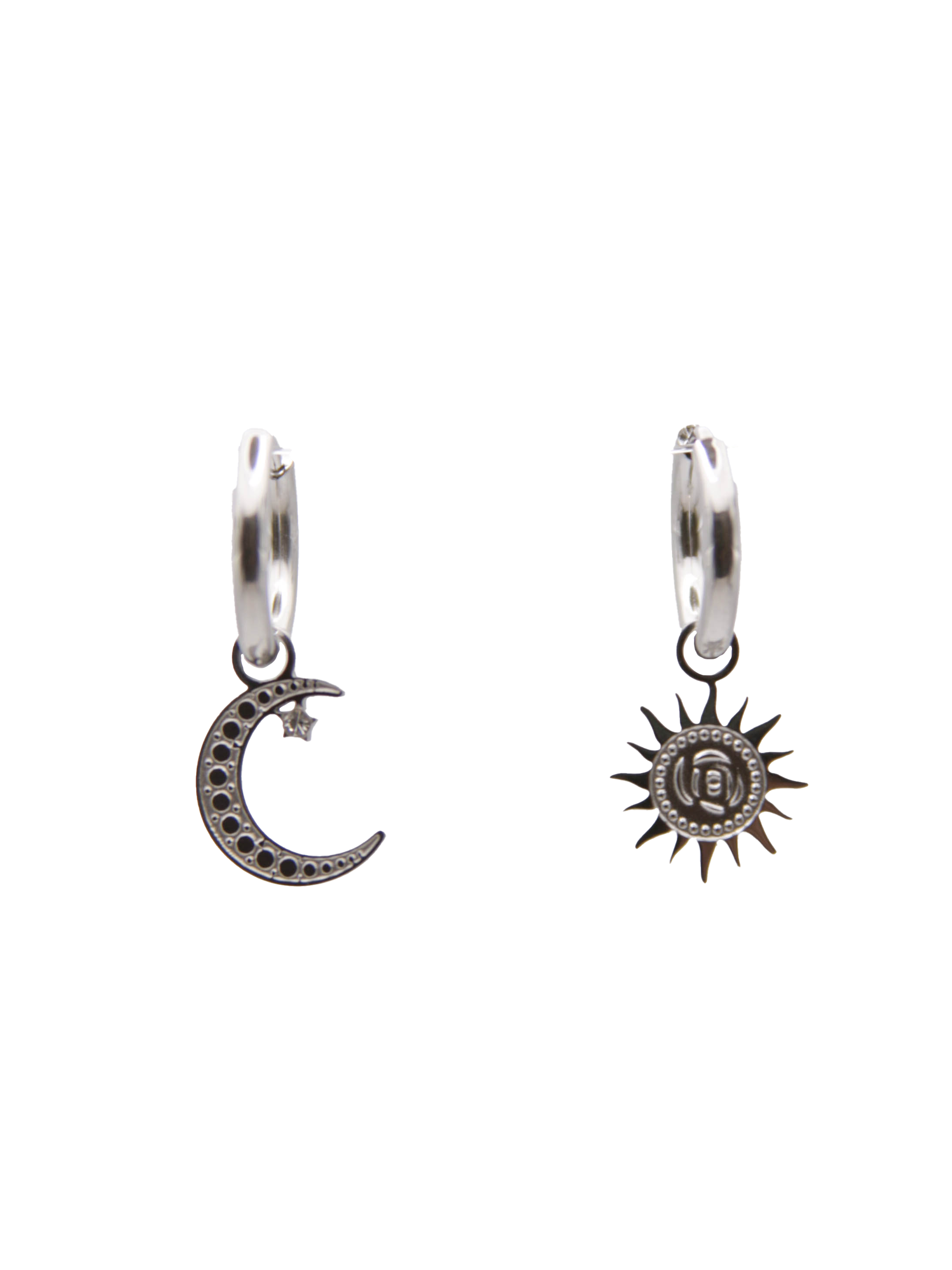 Arete Hoop Sol y Luna Plateado